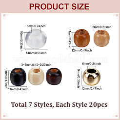 140 Stück 7 Stile Harz & Holz & ABS-Kunststoff europäischen Perlen-Sets&nbsp;OPDL-ME0001-02