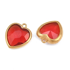 Bracelet de Saint-Valentin en acier inoxydable 304 avec breloques en verre&nbsp;STAS-Q119-01G-A01