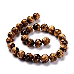 Oeil de tigre sculpté naturel brins de perles&nbsp;G-N0151-04-12mm