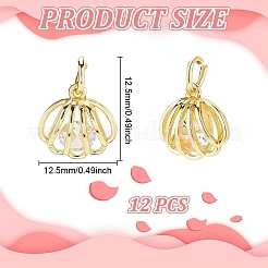 12 pendentif en laiton plaqué or avec zircone cubique transparente&nbsp;KK-GO0001-78