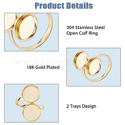 20 pieza de accesorios de anillo de puño abierto de acero inoxidable 304&nbsp;DIY-HS0002-21B