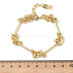 Armbänder aus Messingscheiben und Stabperlen mit Gliederkette für Damen&nbsp;BJEW-G781-01G