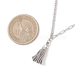 Collares de cadena mixta de acero inoxidable 304 con colgante de borla de aleación&nbsp;NJEW-JN05882