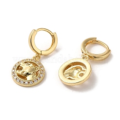 Orecchini pendenti a cerchio in ottone dorato con testa di leopardo.&nbsp;EJEW-Q797-05C-G