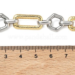 Zweifarbige Halskette aus sechseckigen und rechteckigen Gliederketten aus Edelstahl 304 für Damen&nbsp;NJEW-A074-03GP