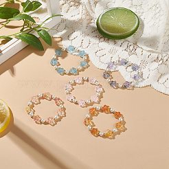 5 stücke 5 farbe glas pflaumenblüte & nachahmung perlen stretch armbänder set&nbsp;BJEW-JB08943