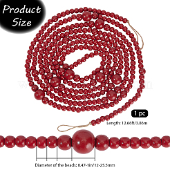 Guirlande ronde de perles en bois pour décoration de sapin de Noël&nbsp;AJEW-WH20019-63
