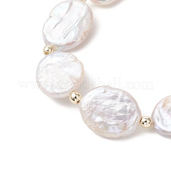 Braccialetti elastici con perle barocche keshi nucleate naturali e perline di ematite sintetica non magnetica per donna&nbsp;BJEW-JB13560-01