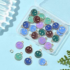 24pcs 6 Farben Legierung Emaille Charms&nbsp;ENAM-FP0001-65