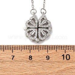 Kleeblatt 304 Edelstahl Strass Anhänger Halsketten für Frauen&nbsp;LS-NJEW-M107-03P