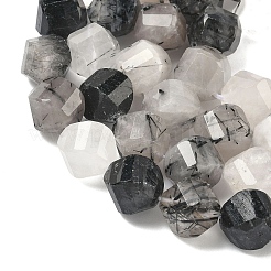 Natürliche turmalinierte Quarz / schwarze Rutilquarz Perlen Stränge&nbsp;G-C267-B02