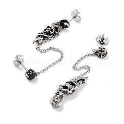 Halloween Totenkopf 316 Chirurgenstahl Pavé mit schwarzen Zirkonia Ohrstecker&nbsp;EJEW-Z050-59AS