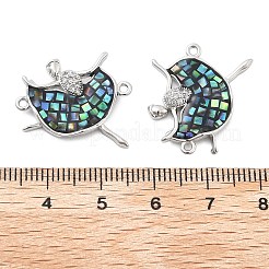 Dijes de conector de eslabones de bailarina de circonita cúbica transparente con micropavé de latón chapado en rack&nbsp;KK-K380-14P-01