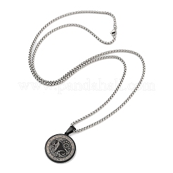 Retro-Mandala 201 Edelstahl-Boxkette mit Sternbild-Anhänger für Frauen und Männer&nbsp;LS-NJEW-M223-01D