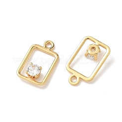 Breloques rectangulaires en laiton micro pavé de zircones cubiques&nbsp;KK-Z136-04G
