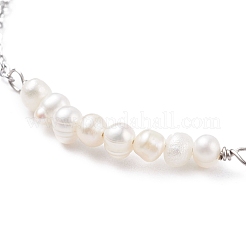 Bracciale a maglie con perle naturali e catene in acciaio inossidabile 304 per donna&nbsp;BJEW-JB08002-01
