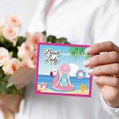 Stanzschablonen aus Kohlenstoffstahl mit Stranddamenmotiv&nbsp;DIY-WH0309-3368