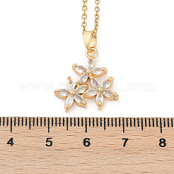 Collares colgantes de circonita cúbica micro pavé de latón con flores&nbsp;NJEW-C076-22G