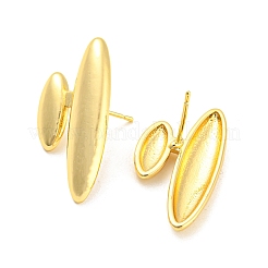 Boucles d'oreilles ovales en laiton plaqué à crémaillère&nbsp;EJEW-A028-30G