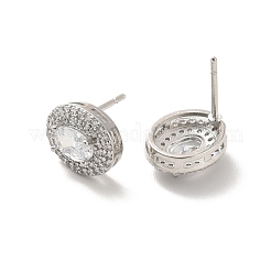 Orecchini a perno ovale con zirconi chiari&nbsp;EJEW-K093-15P
