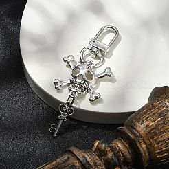 Colgante de aleación con forma de calavera y llave para Halloween&nbsp;HJEW-JM02219