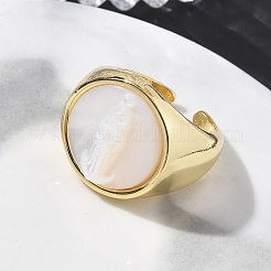 Anillos abiertos para brazalete de latón y concha blanca&nbsp;KK-CBA56EF-42B-G