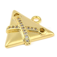 Pendenti con micro pavé di zirconi trasparenti in vero ottone placcato oro 18k a tema croce&nbsp;LS-KK-L219-06G-04