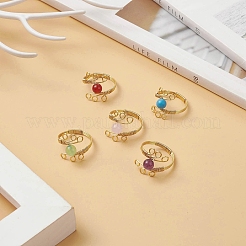 Anello per dito con perline tonde in pietra preziosa&nbsp;RJEW-JR00543