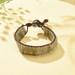 Bracelet en perles rectangle de labradorite naturelle&nbsp;BJEW-JB08198-01