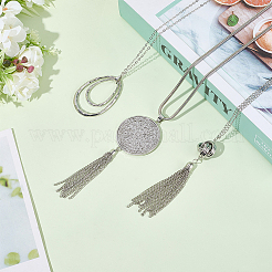 3 pz 3 stili lega goccia disco nodo pendente collana lunga set&nbsp;NJEW-WH20050-01P