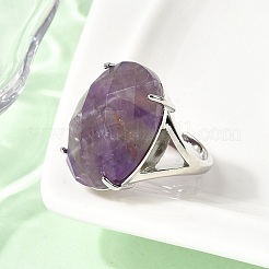 Natürlichen Amethyst Fingerringe&nbsp;RJEW-C154-01I