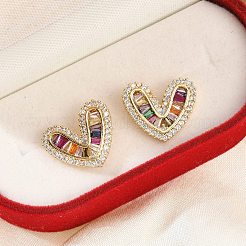 Aretes de latón con micro pavé de circonio cúbico para mujer&nbsp;EJEW-F352-04G