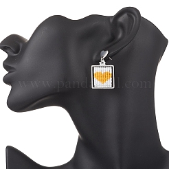 Pendientes colgantes de corazón con cuentas de vidrio cuadradas hechos a mano&nbsp;EJEW-MZ00559-04