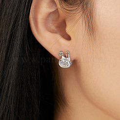 Mini boucles d'oreilles à tige en laiton en forme de lapin&nbsp;ZL6900