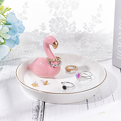 Flamingo-Ringhalter aus Porzellan&nbsp;DJEW-WH0011-26
