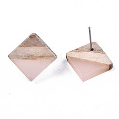 Aretes de resina transparente y madera&nbsp;EJEW-N017-005A-A05