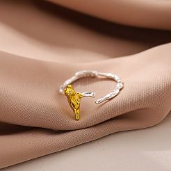 Verstellbare offene Manschettenringe aus Messing für Damen&nbsp;WG75041-01