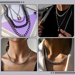 Collier chaîne cubaine en acier inoxydable 304 (1 pièce) pour homme et femme&nbsp;NJEW-SP0001-23F