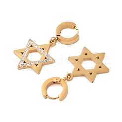 Orecchini a cerchio in acciaio inossidabile 304 con placcatura sotto vuoto in pvd e strass per donna&nbsp;EJEW-N055-24G