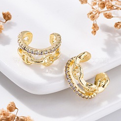 Orecchini a polsino con micro pavé di zirconi chiari in ottone placcato cremagliera&nbsp;EJEW-H147-03G