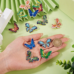 12 pièce 6 styles d'épingles en émail papillon&nbsp;JEWB-TA0001-23