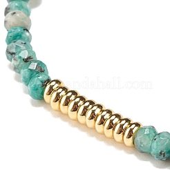 Natürliches Malaysien-Jade (gefärbtes) Unterlegscheibe-Perlen-Stretch-Armband mit Messing&nbsp;BJEW-JB07967-01