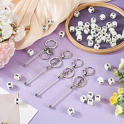 DIY-Sets zur Herstellung von Schlüsselanhängern aus Edelstahl mit Perlen&nbsp;KEYC-TA0001-63