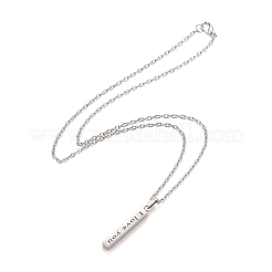 Rechteckige Halskette mit Anhänger aus 304er Edelstahl mit der Aufschrift „Ich liebe dich“ und einer Kabelkette aus Legierung für Frauen&nbsp;NJEW-M192-01P
