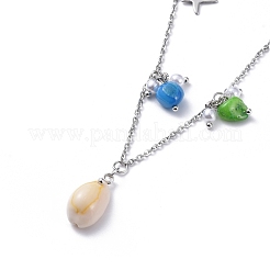 Tobilleras con dijes de concha de cauri&nbsp;AJEW-AN00280-M