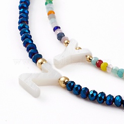 Ensembles de colliers pendentif lettre mixte coquillage naturel&nbsp;NJEW-JN03303