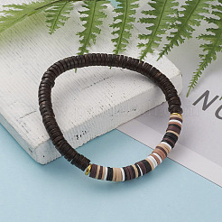 Bracelets extensibles de perles heishi en argile polymère&nbsp;BJEW-JB05811-05