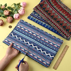 Tessuto in lino e cotone con stampa geometrica in stile bohémien&nbsp;DIY-FZC0002-05A