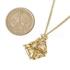 Realizzazione di collana con sacchetto in macramè con catena a maglie in acciaio inossidabile 304&nbsp;NJEW-JN05072-02
