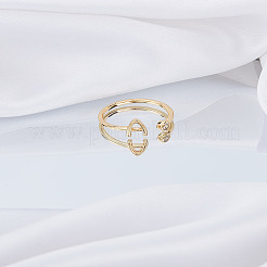 1 bague ouverte en laiton micro pavée avec zircone cubique transparente pour femme&nbsp;RJEW-LP0002-37A